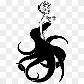 Ursula Ariel Maleficent Drawing Art - Line Drawing Of Ursula, HD Png Download - ursula png
