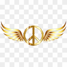 Wings Clipart Gold - Peace Sign In Gold, HD Png Download - gold wings png