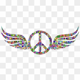 Chromatic Mosaic Peace Sign Wings Clip Arts - Peace Sign With Wings, HD Png Download - gold wings png