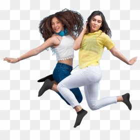Two Teen Girls Jumping - Girls Jumping At Sky Zone, HD Png Download - mario jumping png