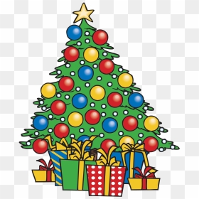 Cartoon Christmas Tree With Presents, HD Png Download - christmas tree with presents png