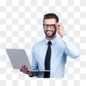 Business Man With Laptop Png, Transparent Png - hombre png