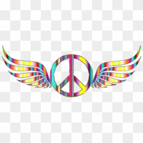 Gold Peace Sign Wings Psychedelic No Background Clip - Png Peace Symbol, Transparent Png - gold wings png