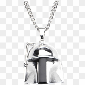 Mens Stainless Steel 3d Boba Fett Helmet Necklace - Boba Fett Head Pendant, HD Png Download - boba fett helmet png