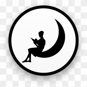 Girl On The Moon Emblem Clip Arts - Girl Sitting On The Moon Silhouette, HD Png Download - moon vector png