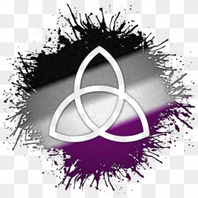 Triquetra Symbol Silhouetted Out Of Asexual Flag Paint - Rainbow Yin And Yang, HD Png Download - triquetra png