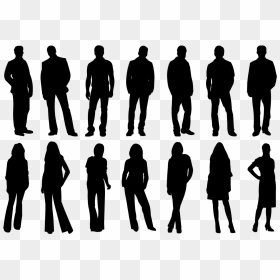 Silhouette Person Stencil - Transparent Silhouette People, HD Png Download - people standing silhouette png
