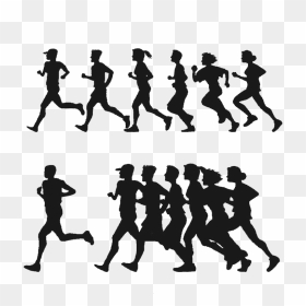 Euclidean Vector Clip Art People Silhouette Material - Silhouette Of People Running, HD Png Download - people talking silhouette png