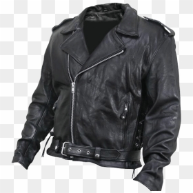 Black Biker Leather Jacket Png Transparent Image - Transparent Background Leather Jacket, Png Download - leather jacket png
