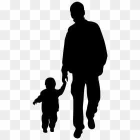 Father And Child Silhouette - Person Walking Dog Silhouette, HD Png Download - people standing silhouette png