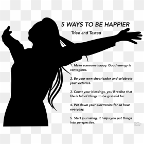 Happy Woman Silhouette, HD Png Download - cheerleader silhouette png