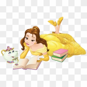 Belle Vector Transparent - Disney Princess Belle Reading, HD Png Download - beauty and the beast characters png