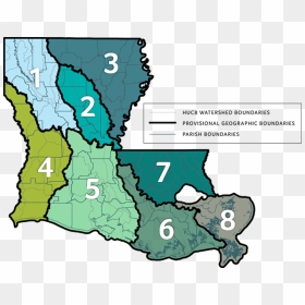 Louisiana Watershed Map, HD Png Download - louisiana outline png