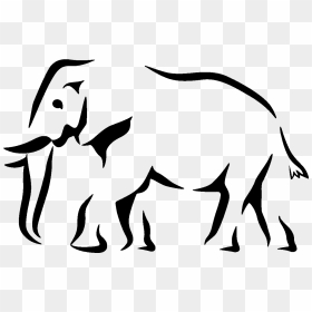 Elephant Silhouette Stencil - Big Five Animals Black And White, HD Png Download - elephant silhouette png
