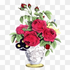 Vase With Red Roses Other Flowers Bouquet - Tussie Mussie Flower Shoppe, HD Png Download - red flowers png