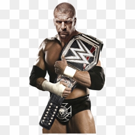 Triple H Holding Wwe Championship-awl117 , Png Download, Transparent Png - wwe championship png