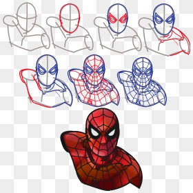 Full Size Of How To Draw A 3d Spiderman Step By Mask - Spider Man Step By Step Drawing, HD Png Download - spiderman mask png