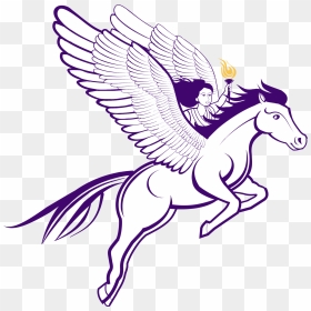 A Woman Flying On A Pegasus Horse Holding A Torch - Horse With Wings, HD Png Download - pegasus png