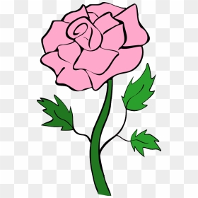 Clipart Rose Vine - Pink Rose Cartoon Clipart, HD Png Download - rose vines png