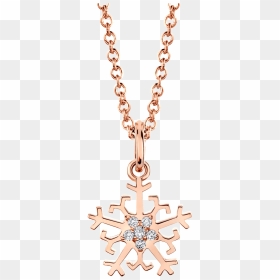 18k Pink Gold Snowflake Diamond Pendant - Necklace, HD Png Download - gold snowflake png