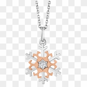 18k Two-tone Gold Snowflake Diamond Pendant - Locket, HD Png Download - gold snowflake png
