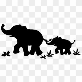 Mom And Baby Elephant Silhouette, HD Png Download - elephant silhouette png