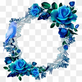 Floral Blue Frame Png - Blue Floral Frame Png, Transparent Png - blue frame png