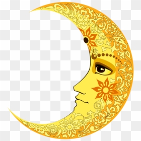 Transparent Moon Face Clipart - Crescent Moon Face Png, Png Download - yellow moon png