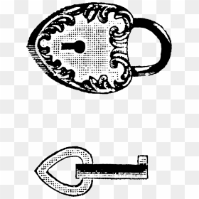 1432 Heart Key Lock Victorian Era Free Vintage Clip - Clip Art, HD Png Download - vintage key png