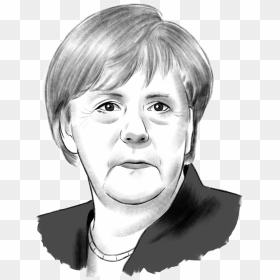Angela Merkel Black And White Drawing, HD Png Download - putin face png