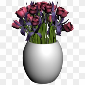 Purple Vase Tulips Transparent, HD Png Download - flower vase png