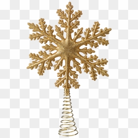 Tree Topper, Snowflake With Glitter, Gold - Christmas Tree Topper Transparent, HD Png Download - gold snowflake png