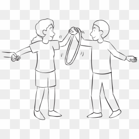 Back Two People Holding Hands And Passing A Hula Hoop - Pass The Hula Hoop Game, HD Png Download - hula hoop png
