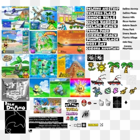 If Anyone Excels At Reading 3 Pixel Tall Text, Or At - Super Mario Sunshine Isle Delfino Map, HD Png Download - mario sunshine png