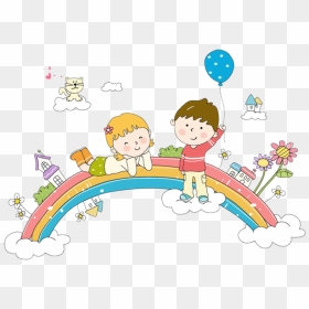 Rainbow Information Whiteboard Child Cartoon Interactive - Kids On Whiteboard Clipart, HD Png Download - whiteboard png