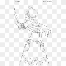 Mango Clipart Colouring Page - Fairy Tail Erza Drawing, HD Png Download - erza scarlet png