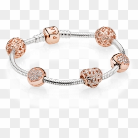 Pandora Clip Charm Pandora Rose Gold Bracelet - Rose Gold Pandora Charm Clips, HD Png Download - pandora png