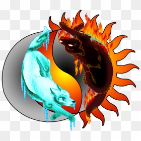 Clipart Fire Ice - Fire And Ice Yin Yang Wolves, HD Png Download - yin and yang png