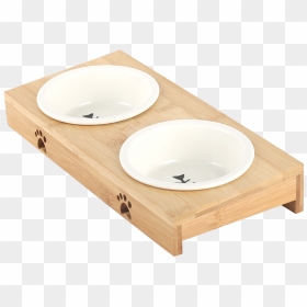 Ceramic Cat Bowl Bamboo Frame Dog Bowl Double Bowl - Bathroom Sink, HD Png Download - bamboo frame png