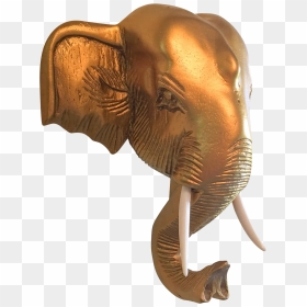 Handmade Gold Resin Elephant Head - Indian Elephant, HD Png Download - elephant head png