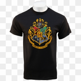 Black Hogwarts Crest T-shirt - Harry Potter Hogwarts School Logo, HD Png Download - hogwarts logo png