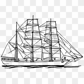 Caravel,baltimore Clipper,victory Ship - Ship Clipart Png Black And White, Transparent Png - boat clipart png