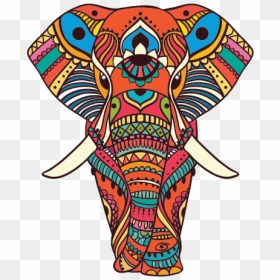 Ethnic Style Colored Elephant Head Feng Shui Good Luck - Тотем Слона, HD Png Download - elephant head png