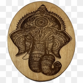 Laser Burned Mandala Elephant Head - Ganesh Doodle Art, HD Png Download - elephant head png