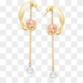 Linear Chain Ball Dangle Earrings, Tricolor Gold - Earrings, HD Png Download - ball and chain png