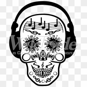 Music Notes Skull With Headphones - Clip Art, HD Png Download - png skull