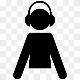 Male Cartoon Silhouette With Headphones - Earphones Clipart Png Silhouette, Transparent Png - cartoon headphones png