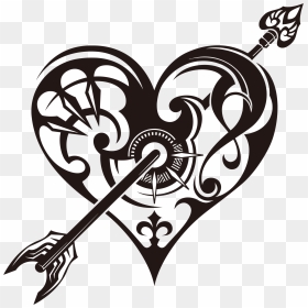 Tribal Heart Cliparts - Tribal Tattoo Heart Designs, HD Png Download - heart tattoo png