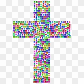 Prismatic Tiles Cross Clip Arts - Colored Cross Art Clips, HD Png Download - cross icon png