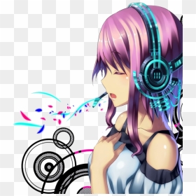 #anime #animegirl #headphones #music - Anime Girl With Headphones, HD Png Download - cartoon headphones png